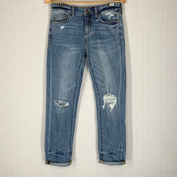 Pilcro~Anthropolgie~NWT~Womens Slim Boyfriend Medium Wash Distressed Jeans~Sz 26 - Picture 2 of 15